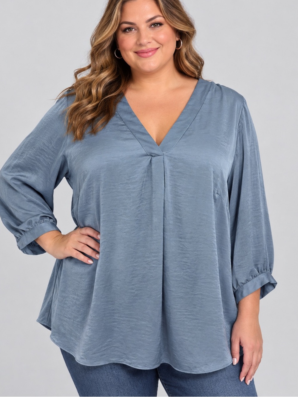 VINCE CAMUTO Light Blue Long Sleeve Tunic Blouse size 1X